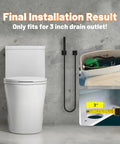 All In One 3 Inch Flush Valve Repair Kit For Most One Piece Toilets With Universal Fit Includes Drain Valve G One Half Inch Adjustable Fill Valve Flush Handle Lever And Gasket installed in toilet, showing final result with 3-inch drain outlet