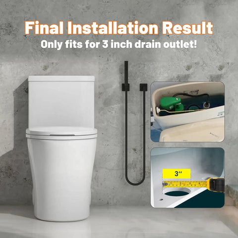 All In One 3 Inch Flush Valve Repair Kit For Most One Piece Toilets With Universal Fit Includes Drain Valve G One Half Inch Adjustable Fill Valve Flush Handle Lever And Gasket installed in toilet, showing final result with 3-inch drain outlet