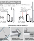 Wiring and installation guide for 12V Linear Actuator, 160 Lbs, 750N, 8 Inch 200 mm Travel, 10 mm Per Second Speed, IP54 Waterproof