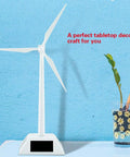 Kids STEM Solar Wind Turbine Model For Fun Hands On Learning And Desk Decor 3D Windmill Generator Toy on blue background.
