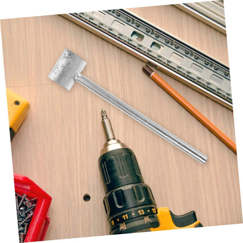 Adjustable Hinge Repair Spanner Tool For Door Gap, Single Head Design, on a wooden surface with drill and pencil nearby.