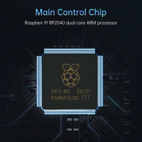 High Performance 3D Printer Control Board With Integrated TMC2209 Four Axis RP2040 Chip And Fuse Protection Straight Fire Upgrade For Voron Builders And Gear Heads - RP2040 dual-core ARM processor close-up.