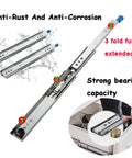 Two Pack Three Fold Drawer Slides With Full Extension Ball Bearing Glides, 56 Inch Drawer Runners, anti-corrosion and strong capacity