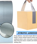 2 Pack Heavy Duty Duct Tape Waterproof And Heat Resistant With Tough As Nails Adhesive For HVAC Home Improvement Outdoor Use Packaging Boxes Pipe Insulation And Window Sealing 21 Yards By 2 Inches shown sealing a box with adhesive strength highlighted.
