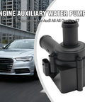 Auxiliary Engine Cooling Water Pump For Audi A6 A7 A8 Q5 RS7 S6 S7 S8, black, used for direct swap installation.