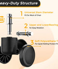 2 Inch Office Chair Caster Wheels For Smooth As Butter Rolling Experience Universal Fit Heavy Duty Gaming And Office Desk Setup featuring universal stem and soft polyurethane tire.