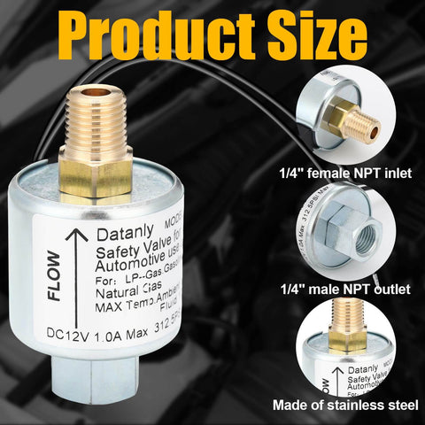 12V Solenoid Valve For LPG Propane 1/4 NPT Inlet Outlet 180 Degree Lock Off Liquid Vapor Gas Stainless Steel