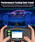 Person holding OBD2 Diagnostic Tool And Code Reader For All OBDII Cars 1996 And Up, real time data display on screen