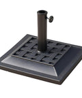 Heavy Duty Resin Umbrella Base Stand For Patio Market Parasols, Square Bronze Finish With Decorative Pattern, pole holder