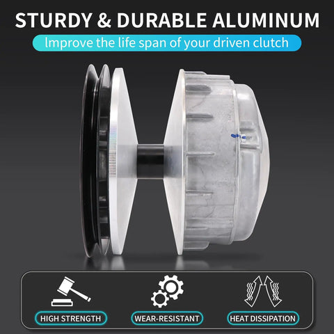 Primary Drive Clutch Replacement For EZGO TXT And RXV Golf Carts 2010 And Up Built Tough Aluminum Alloy And High Pressure Casting For Durability Replaces 672686 618684 644299 Fits EZGO TXT RXV 2010 Up Ready For Road, side view