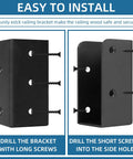 Two black powder-coated carbon steel brackets from the 20 Pack Deck Railing Brackets For 2x4 Wood Posts One And A Half Inch Black.