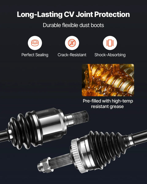 Hyundai Sonata Front CV Axle Shaft Assembly Set For 2011 2014 Two Piece Driver And Passenger Sides with grease protection