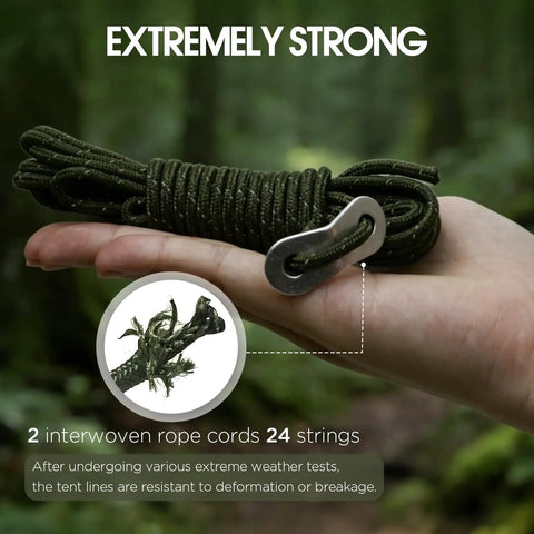 8 Pack 4mm High Reflective Outdoor Guy Lines Ultralight Tent Cords With Aluminum Tensioners for tarp canopy shelter camping gear
