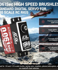 Premium Brushless Digital RC Servo Motor Engineered For 1/10 Buggies With Totally Customizable Speed Profiles and Pulls Serious Torque Hella Lightning Fast 0.061 Second Response Time, showcasing sleek design and durable materials.