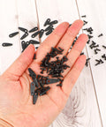 Black metal picture frame backing clips set, 50-pack with screws for hanging pictures and artwork
