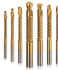 Rocaris 8-pack titanium-coated HSS twist drill bits, 3–10 mm, gold color, front view.