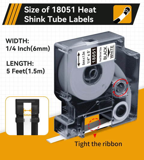 Tough As Nails Heat Shrink Tube Labels For Wires And Cables Quarter Inch With Strong Adhesive, 1/4" wide, 5 feet long, roll with instructions.