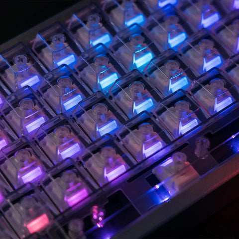 Morandi 35 Pack 5 Pin Linear Mechanical Keyboard Switches With Dope Bottom Out Feedback Crisp Feel High Transmittance PMMA Light Guide And Even RGB Illumination For Your Keyboard, clear RGB-lit switches