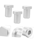 Solid Aluminum Woodworking Bench Dogs And Three Pack Workshop Table Stoppers showing three aluminum stoppers for heavy clamping.
