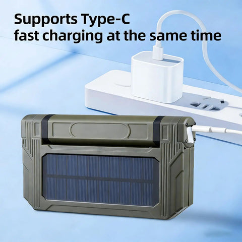 Charging view of Portable Telescopic Camping Light With Adjustable Stand And Built In Power Supply, Type-C support visible