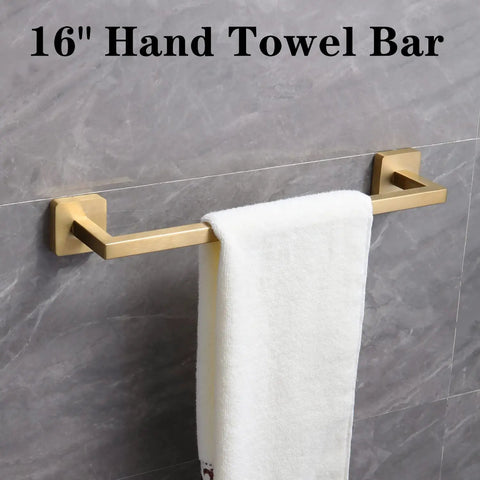 Brushed Gold 4 Piece Bathroom Hardware Set Built From Stainless Steel SUS304 Wall Mounted Includes 16 Inch Towel Bar