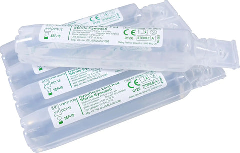 Saline Eye Wash Pods 20ml Each, Single Use, Sterile Eye Irrigation For Eye Contamination, Emergency First Aid Pack Of 25, Easy To Use Quick Dispense Eye Care Solution