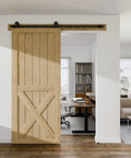 Installed Heavy Duty Top Mount Sliding Barn Door Hardware Kit 6 Ft Track for Single Door Use with Quiet Roller Hangers