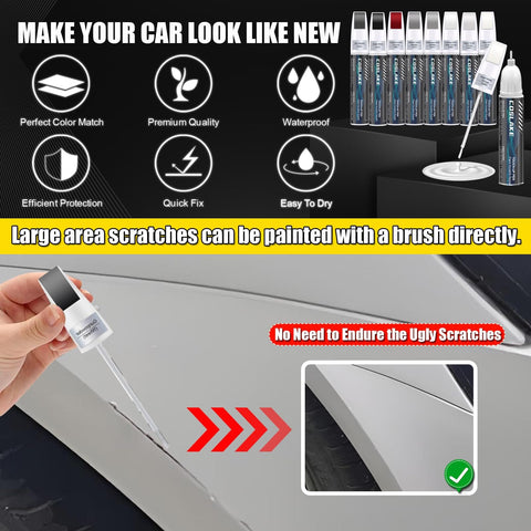 Nissan Pearl White TriCoat Touch Up Paint 2 In 1 Scratch Repair Kit with applicator in use on vehicle scratch