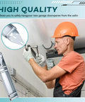Man installing garage door opener bracket, part of Garage Door Hinges And Rollers Replacement Kit With Quick Turn Top Brackets