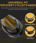 Front Wheel Riser Block for Bike Trainers, Sturdy Molded Plastic Support shown with mountain and road bike compatibility