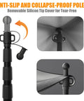 Tarp Poles Set Of 4 8.37 Ft Telescoping Aluminum Poles With Non Slip Cone Bottom close-up of anti-slip and collapse-proof design