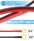 Beefy Sae To O Ring Terminal Connectors Paired With Sae Battery Wiring Setup Featuring Dual 2 Foot 2 Pin Harnesses At 16 Awg Copper Core.