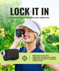 Golfer using Pro Tour Golf Rangefinder With Slope Technology And Flag Pole Lock Ultra Strength Magnet Laser Range Finder on course