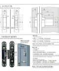 Diagram showing Hidden Hydraulic Hinge Bearing For Doors 80KG Capacity Two Dimensional Adjustable Hinge with 180 Degree Opening