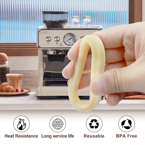 Hand holding 54mm Silicone Steam Ring Gasket Replacement For Breville And Sage Espresso Machines 2 Pack Compatible With Breville 878 870