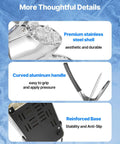 Workhorse Ice Shaver Machine For Home And Commercial Use, stainless steel shell, curved handle, reinforced base details.