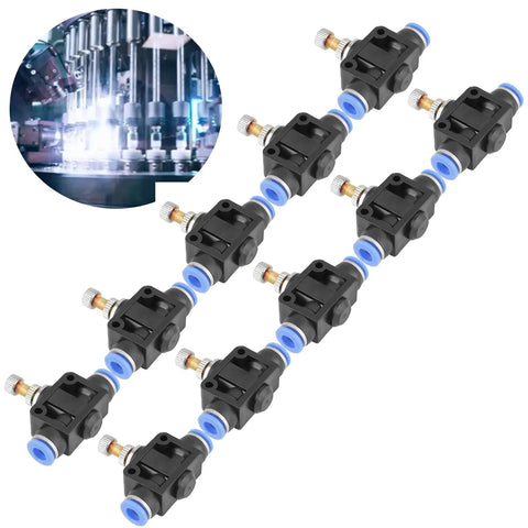 Slick Plug And Play Pneumatic Speed Control Valve With 6Mm Push In Quick Connect Fittings For Shaping Air Flow And Tuning Cylinder Timing Dead Simple Setup No Brainer Swap Solid 10 Pack