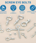 Heavy Duty M5x30mm Shoulder Swing Lifting Eye Bolts With Nuts 20 Pack Carbon Steel Threaded Screws for cables and wires.