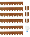 Weathering Steel Edging Kit Six Pack For Landscaping, Corten Steel Rust Patina Finish, 40 Inch Long, includes spikes and gloves