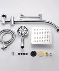 8 Inch Rainfall Shower Head With High Pressure Handheld Spray, Drill Free Slide Bar And Adjustable Extension Arm For Easy Reach