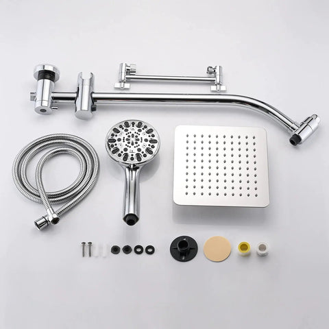 8 Inch Rainfall Shower Head With High Pressure Handheld Spray, Drill Free Slide Bar And Adjustable Extension Arm For Easy Reach