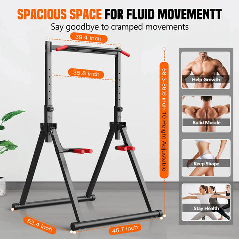 Foldable Power Tower For Pull Ups Dips And Push Ups Free Standing Multi Function Strength Training Station with measurements