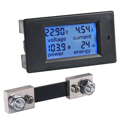 DC 6.5-100V 0-100A LCD Readout Digital Current Voltage Power Energy Meter Multimeter With 100A Shunt Backlit Display