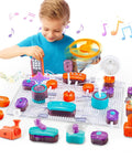 Child playing with Science Circuit Kit For Kids With 53 Pieces And 150 Plus Projects, Hands On Electronics Exploration Set for physics experiments