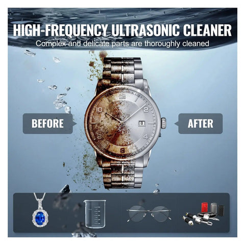 Top Shelf 10 Liter Digital Ultrasonic Cleaner Featuring Rapid Heat Control Precision Timer And Rust Resistant Basket For Nitty Gritty Jewelry And Auto Parts Detailing before and after cleaning watch and jewelry