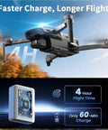 Flying drone equipped with FAA Compliant Remote ID Module With Buzzer And Strobe For Drones GPS Tracking 4 Hour Battery Life Spare Part For FPV Drones And RC Quadcopters Remote ID Broadcast Module For Camera Drones And More displaying faster charge and longer flight features