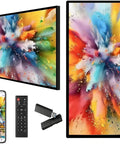 Straight Up A Slick Smart Split Screen Digital Signage Display For Restaurant Advertising Commercial Media Player With Hd Lcd Panel And Ultra Wide Viewing Angle Engineered For High Volume Shops with colorful artwork and remote.