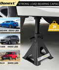 Beefy Heavy Duty 3 Ton Steel Jack Stands Adjustable Lift Stands Pair with Sawtooth Ratchet Bar and Double Lock Stable Pyramid Base