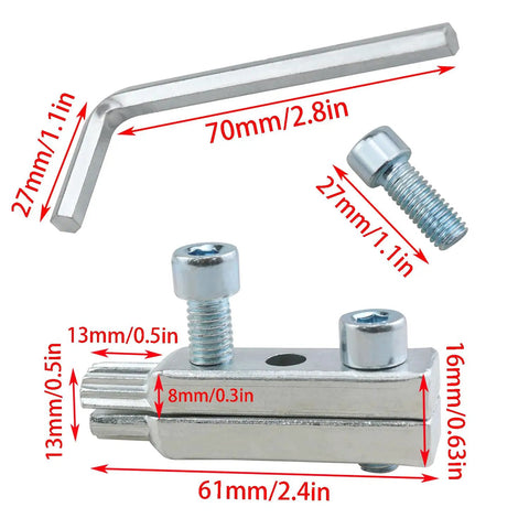 Heavy Duty Broken Pipe And Screw Extractor Tool Kit showing hex key and components with measurements