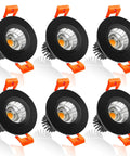 2 Inch LED Downlight Recessed Lighting 3W COB Dimmable Warm White 3000K CRI 80 Black Trim Ceiling Light Kit 6 Pack